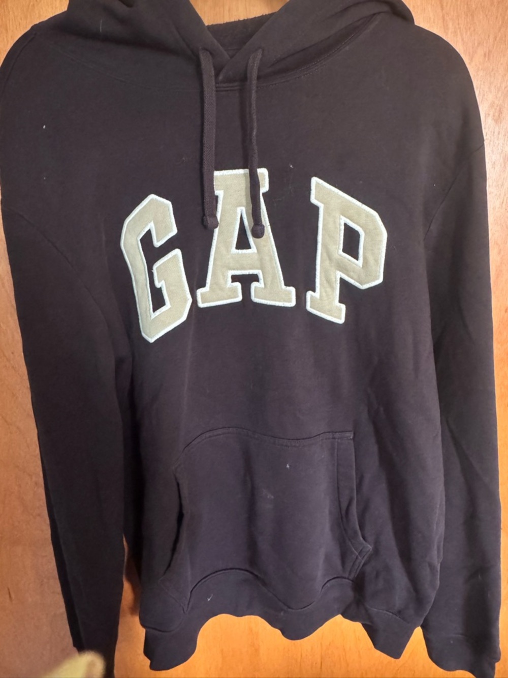 GAP Men's Brown Hoodie with Light Cream Logo